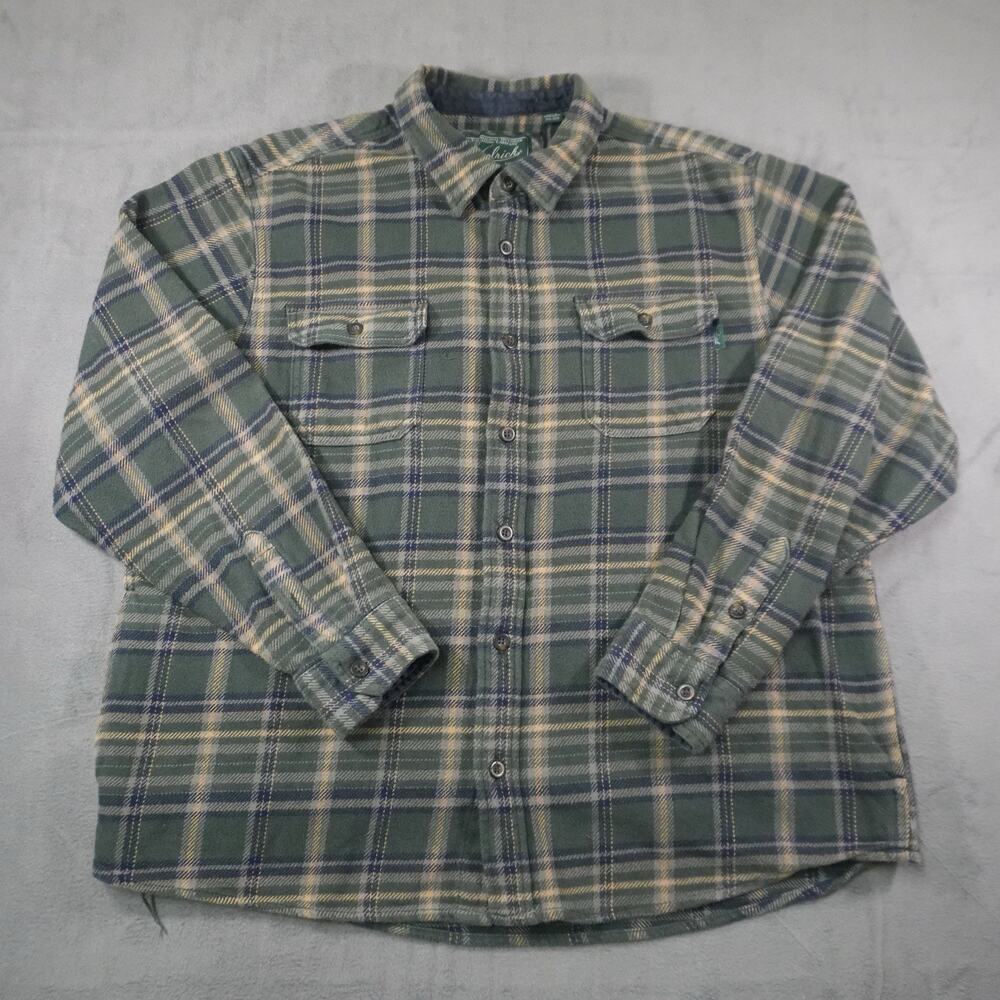 Woolrich Mens Long Sleeve Flannel Shacket Mens Size 2XL Green Plaid